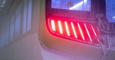 Le REM et l’hiver, image de la voiture du REM dans la chambre climatique