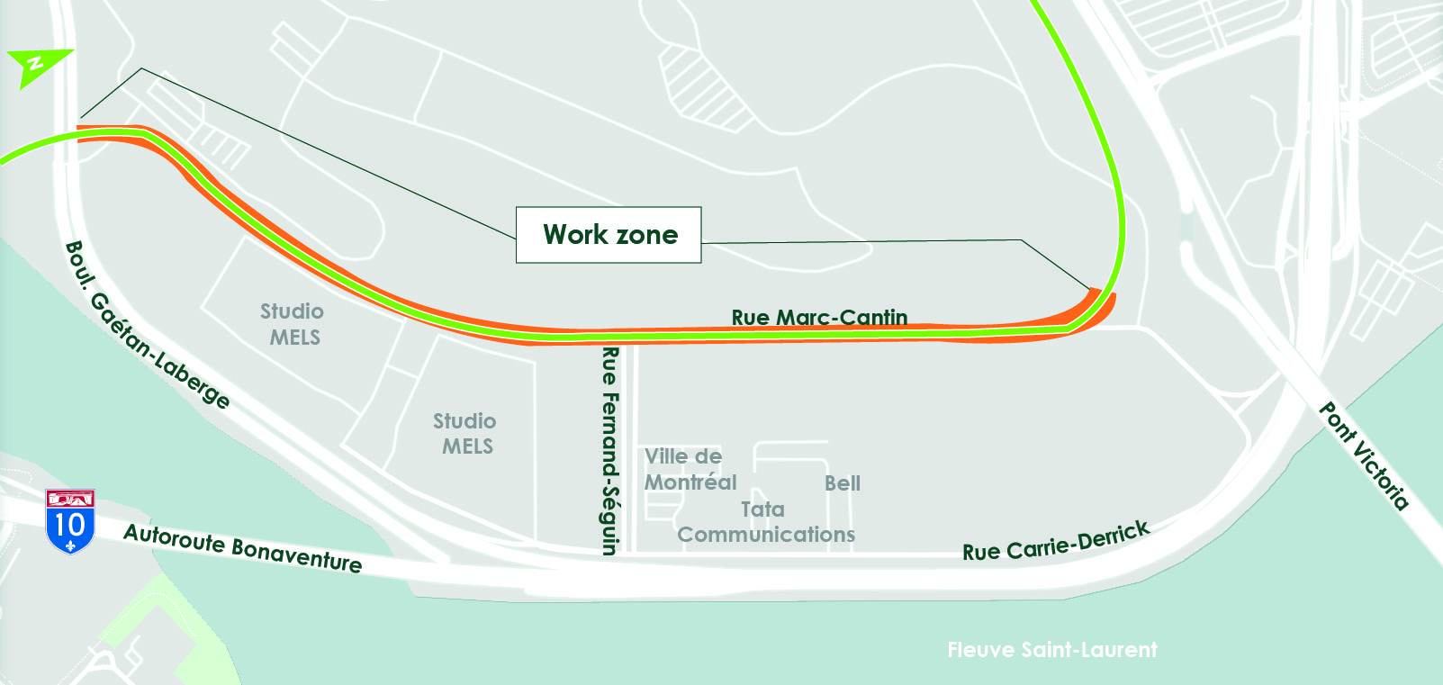 Map of the works on Marc-Cantin Street