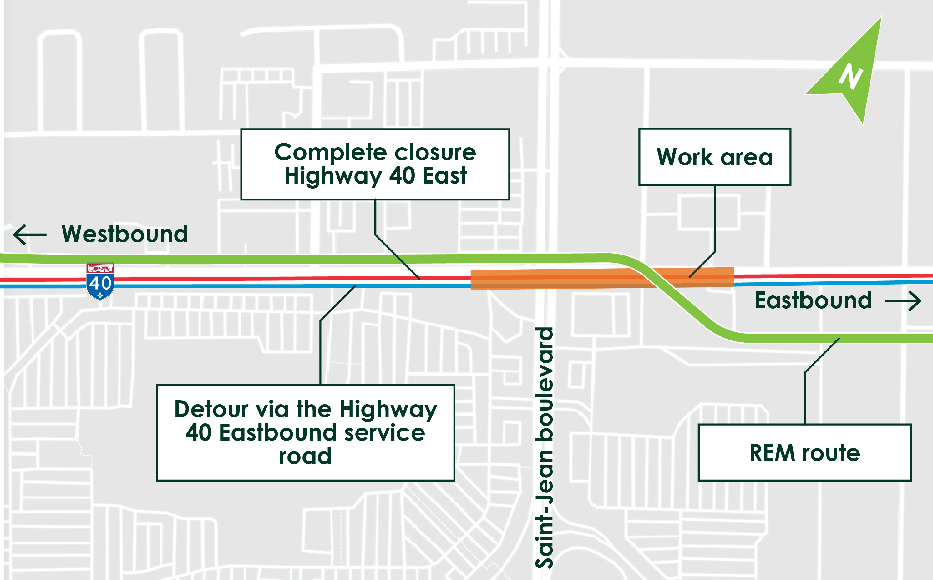 Stage 1, complete closure of highway 40 East