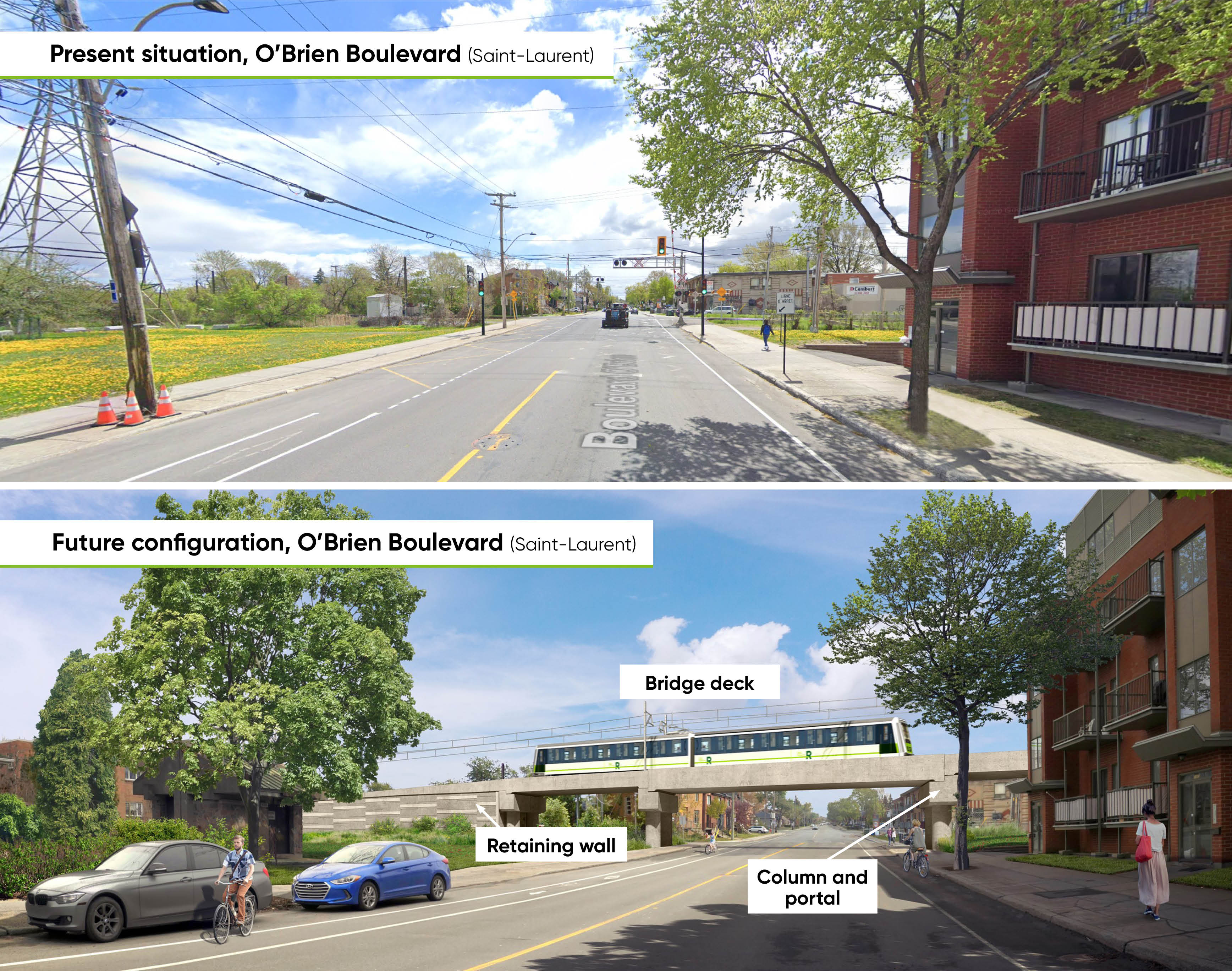 Current vs future configuration of O'Brien Boulevard