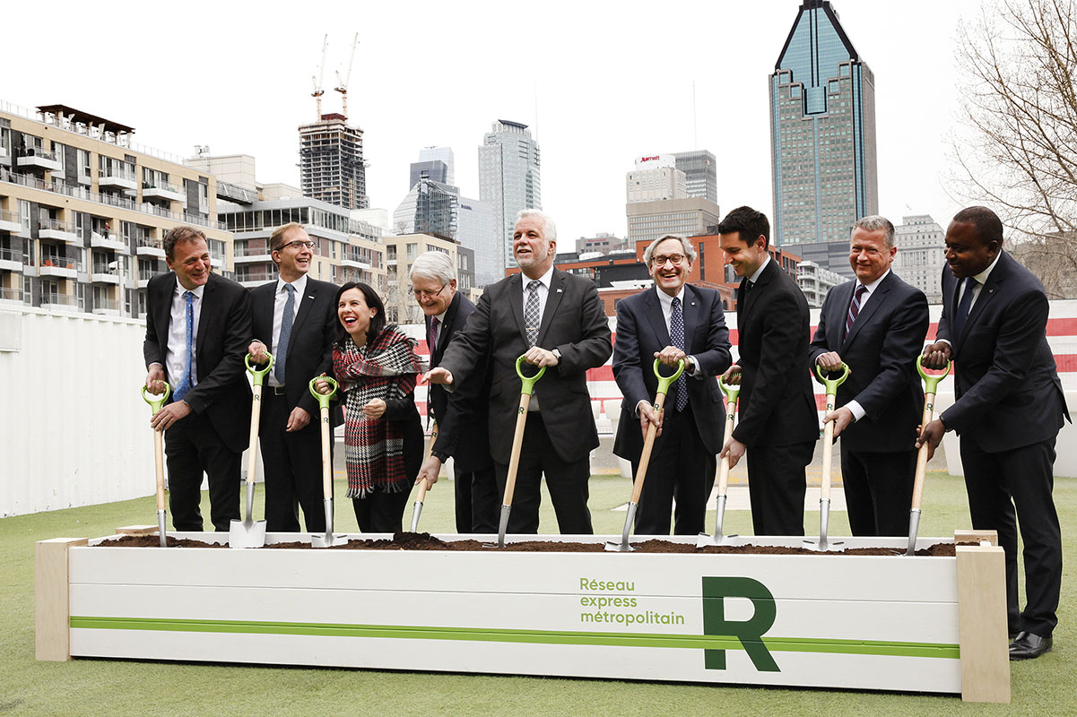 Groundbreaking for the REM, Griffintown, April 12, 2018.