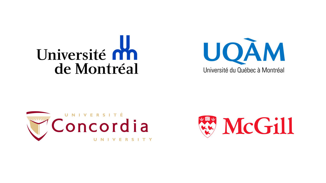 Logo des universités participantes : UQAM, UdeM, Concordia, McGill