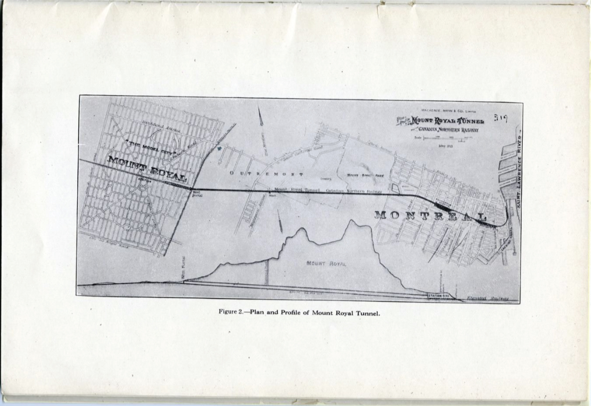 Plan du tunnel Mont-Royal et du nouveau développement qui était imaginé à l’origine, aujourd’hui devenu la Ville de Mont-Royal.