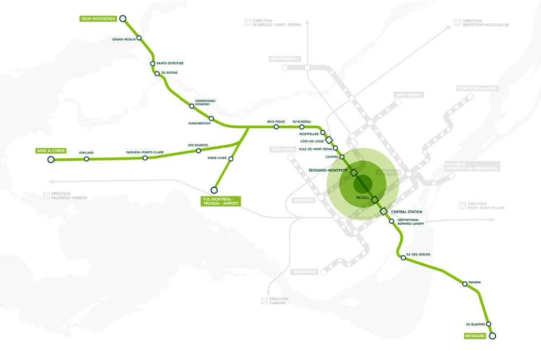 Map illustrating the tunnel and the location of various major challenges