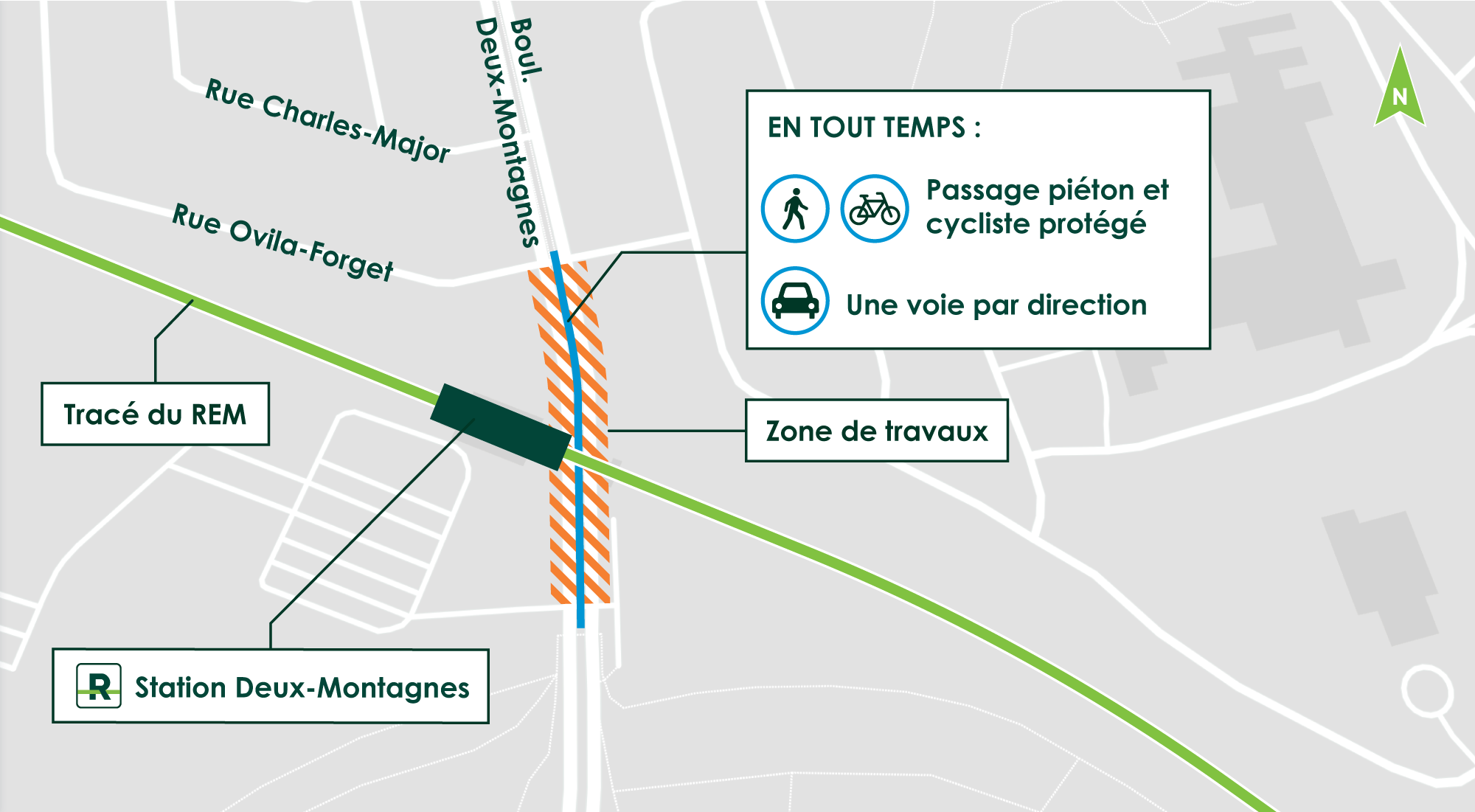 Réduction du nombre de voies sur le boulevard Deux-Montagnes