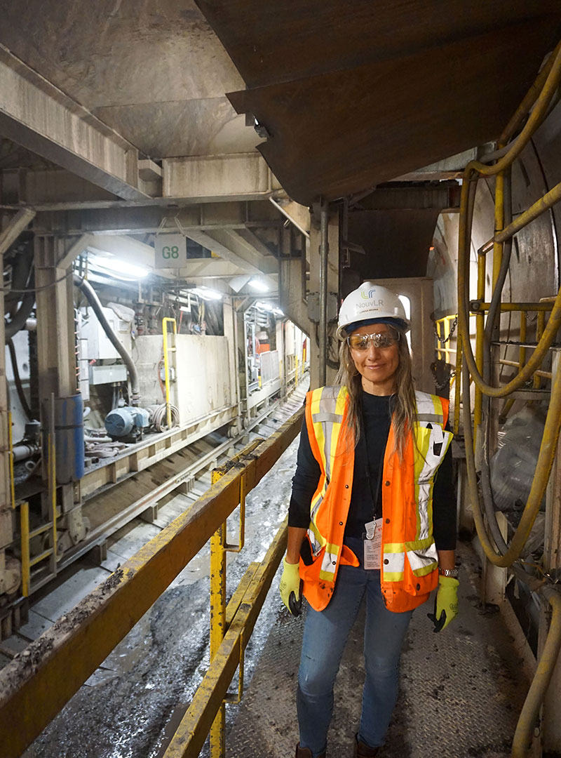 Photo of an employee inside the TBM.