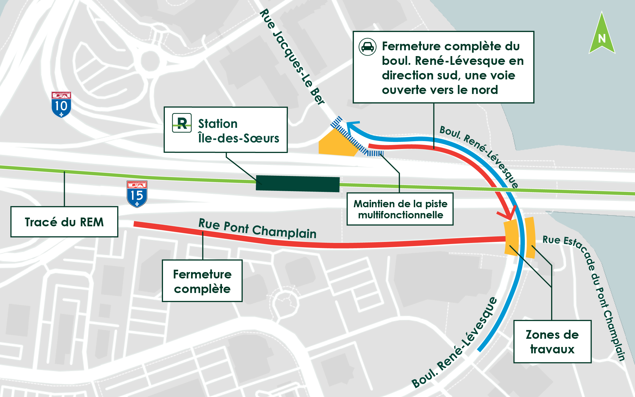 Carte illustrant la zone de travaux