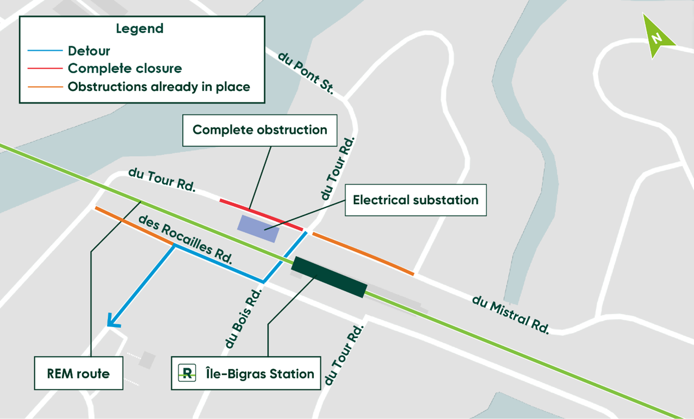 Temporary obstruction for the delivery of a building for the REM