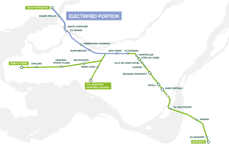 Illustration of the electrified section of the network