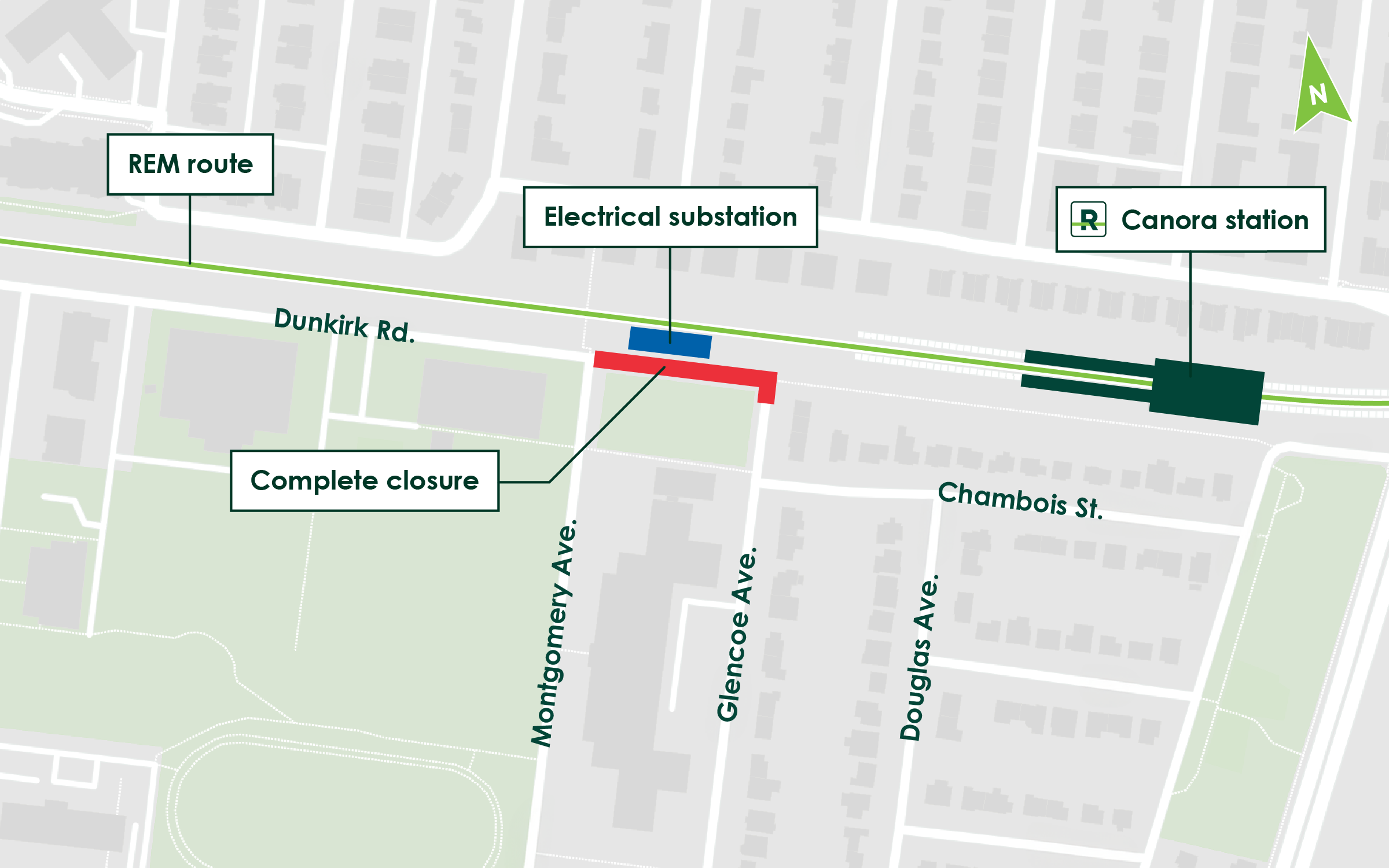 Map showing the obstruction zone (between 7 a.m. and 5 p.m.)