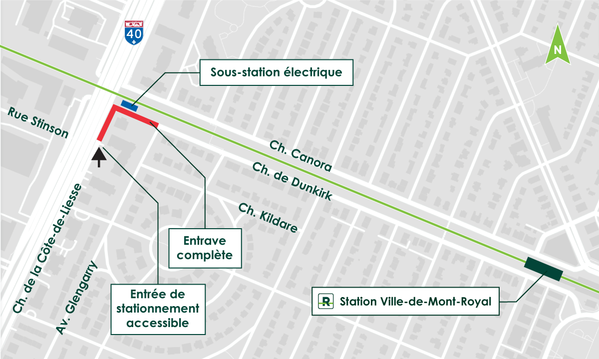 Carte illustrant la zone d'entrave, de 7 à 17h