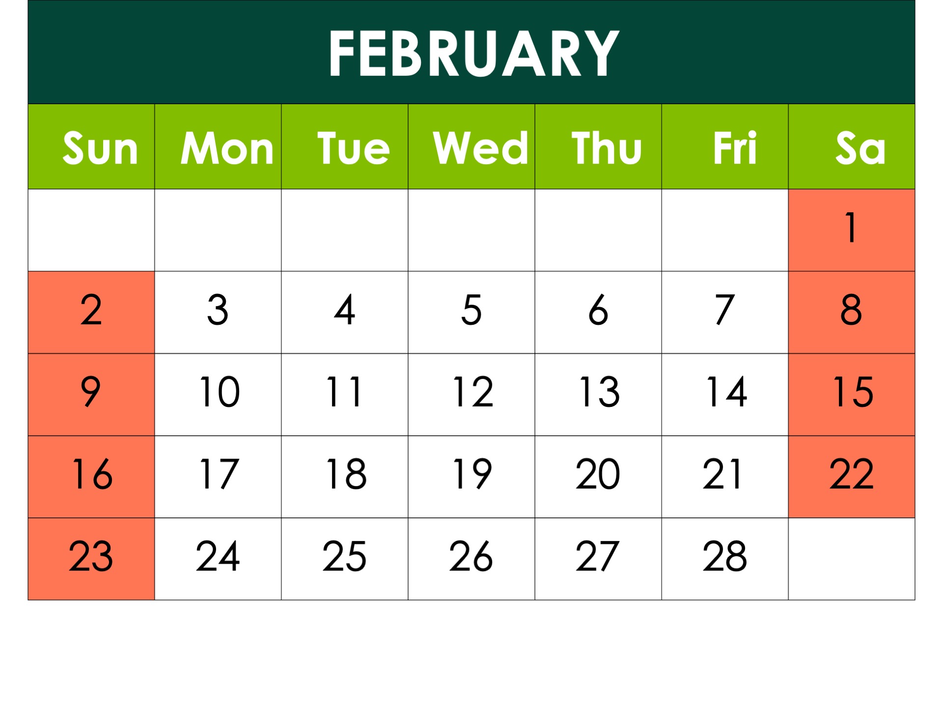 Calendar of planned interruptions for February 2025