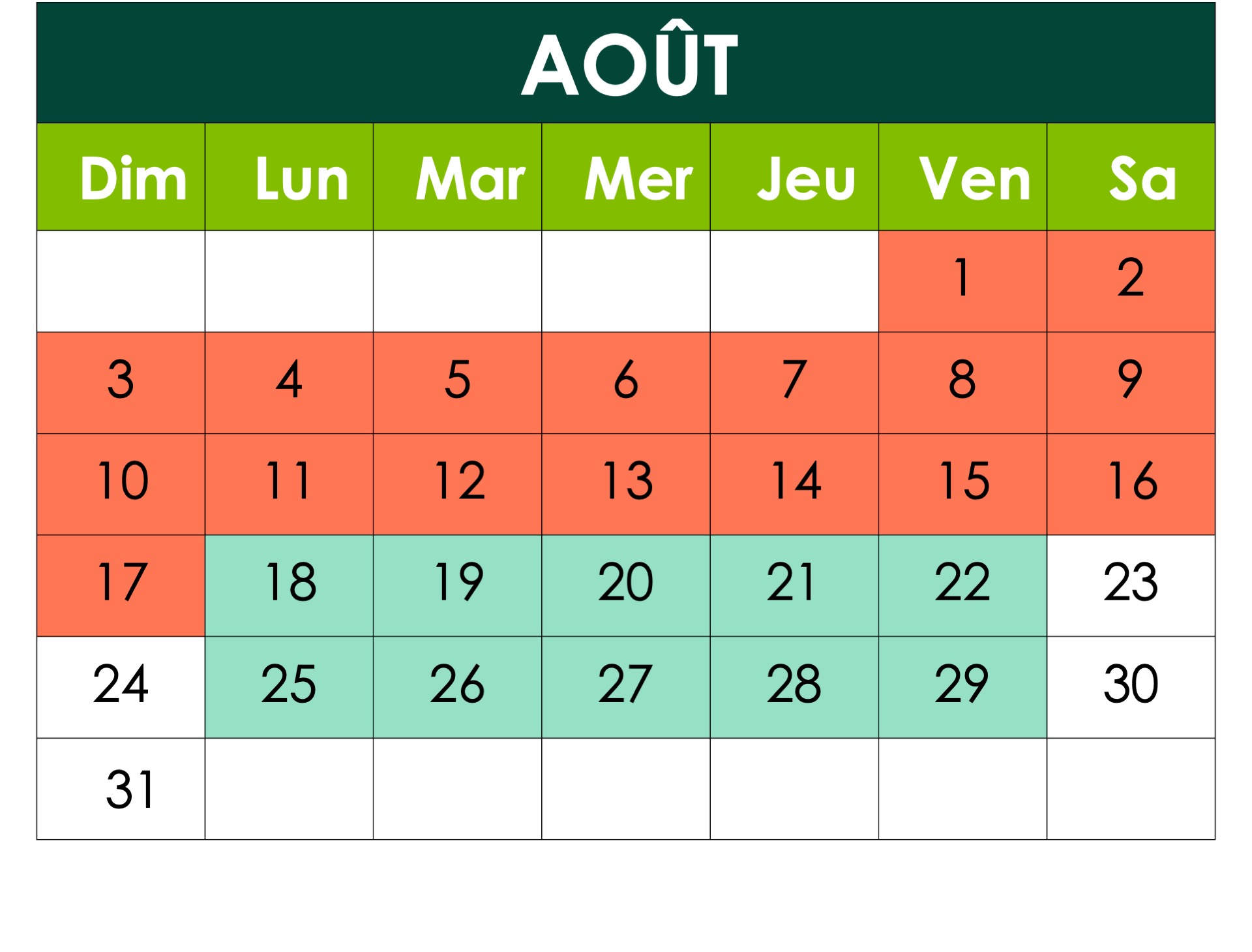  Calendrier des interruptions de service planifiées en août 2025