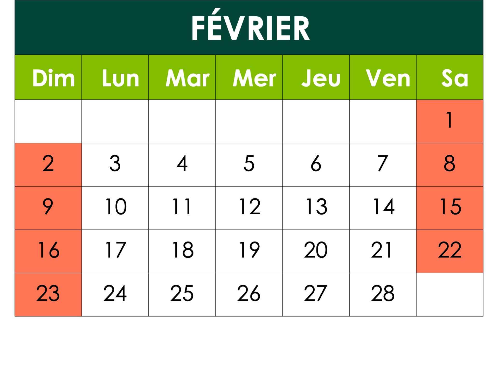 Calendrier des interruptions de février 2025