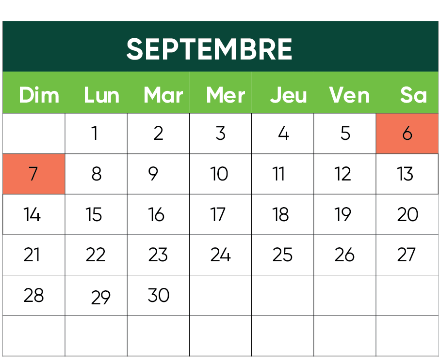Calendrier septembre