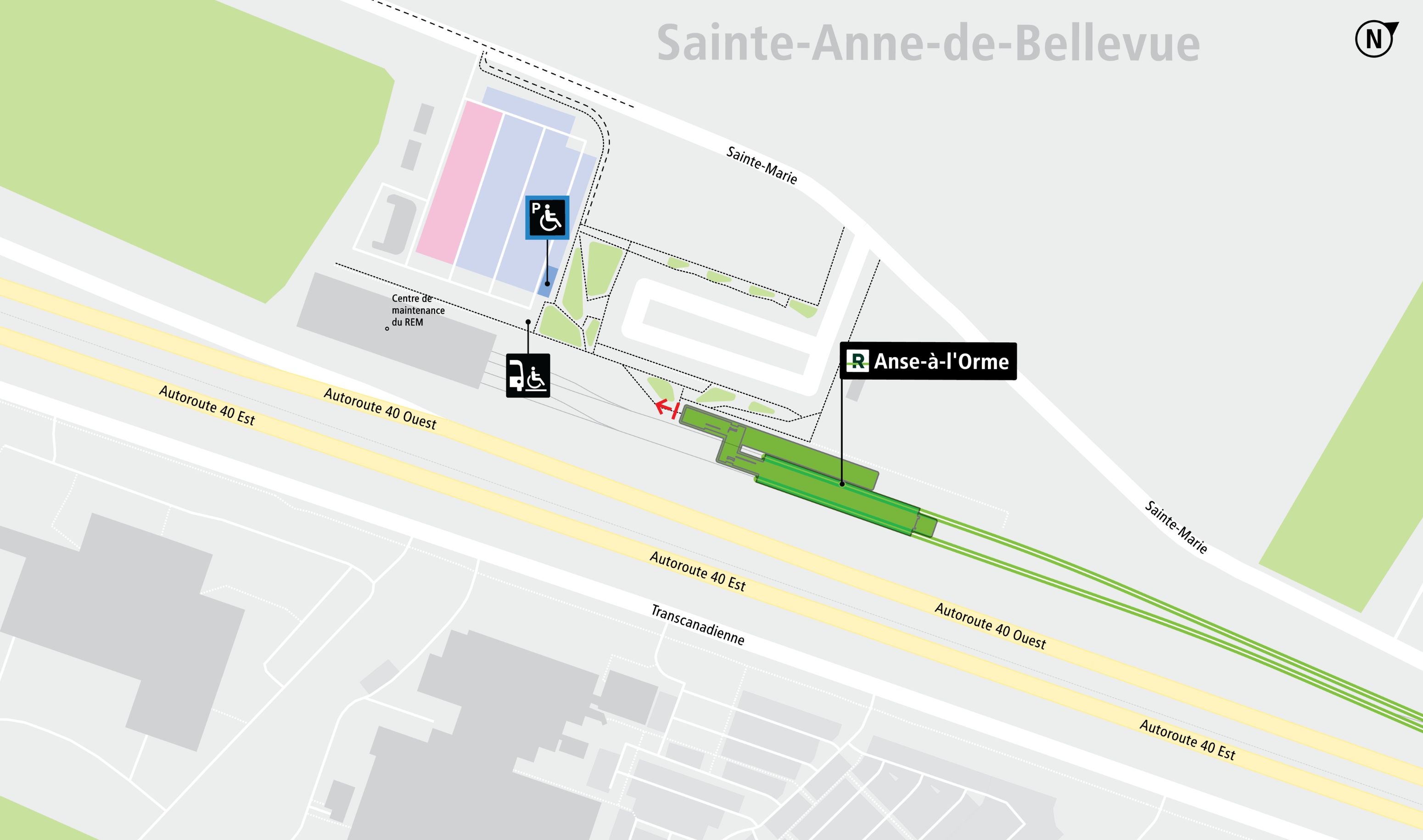 Anse-à-l'Orme station access map by paratransit