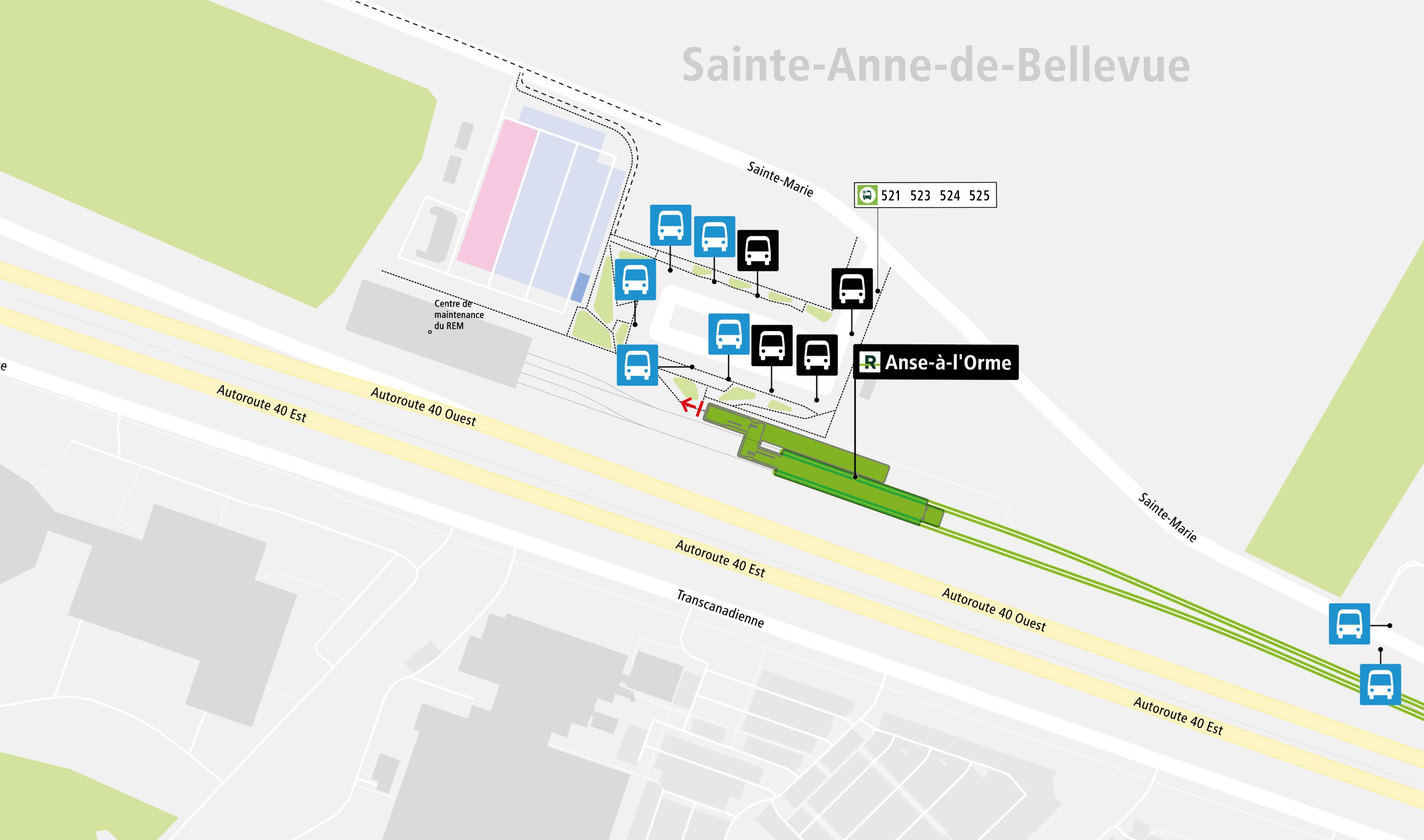 Carte d'accès station Anse-à-l'Orme en transport collectif