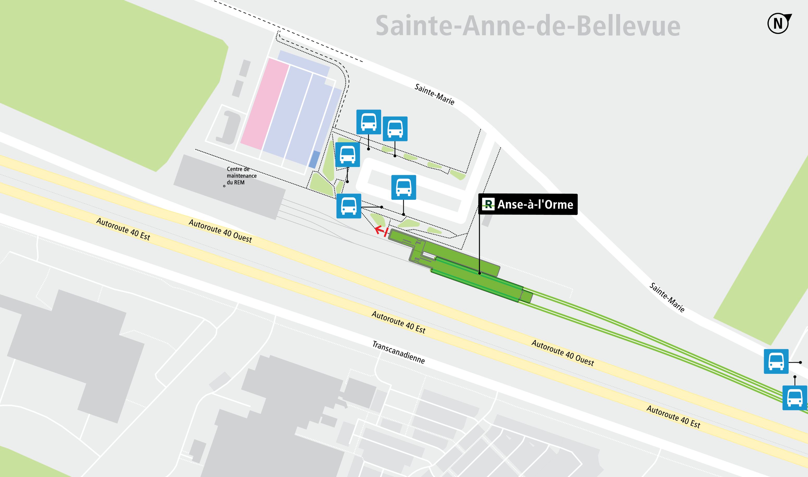 Anse-à-l'Orme station access map by public transit