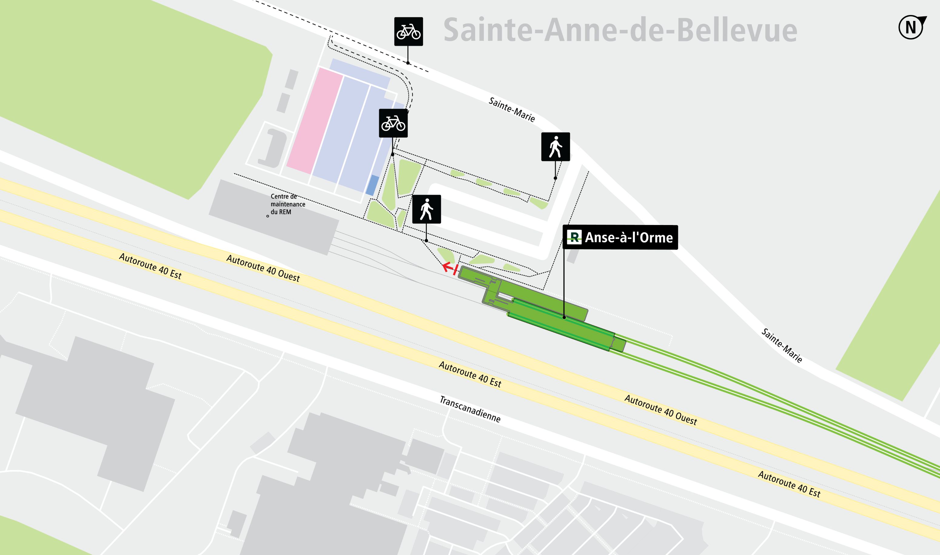 Carte d'accès station Anse-à-l'Orme à vélo et à pied