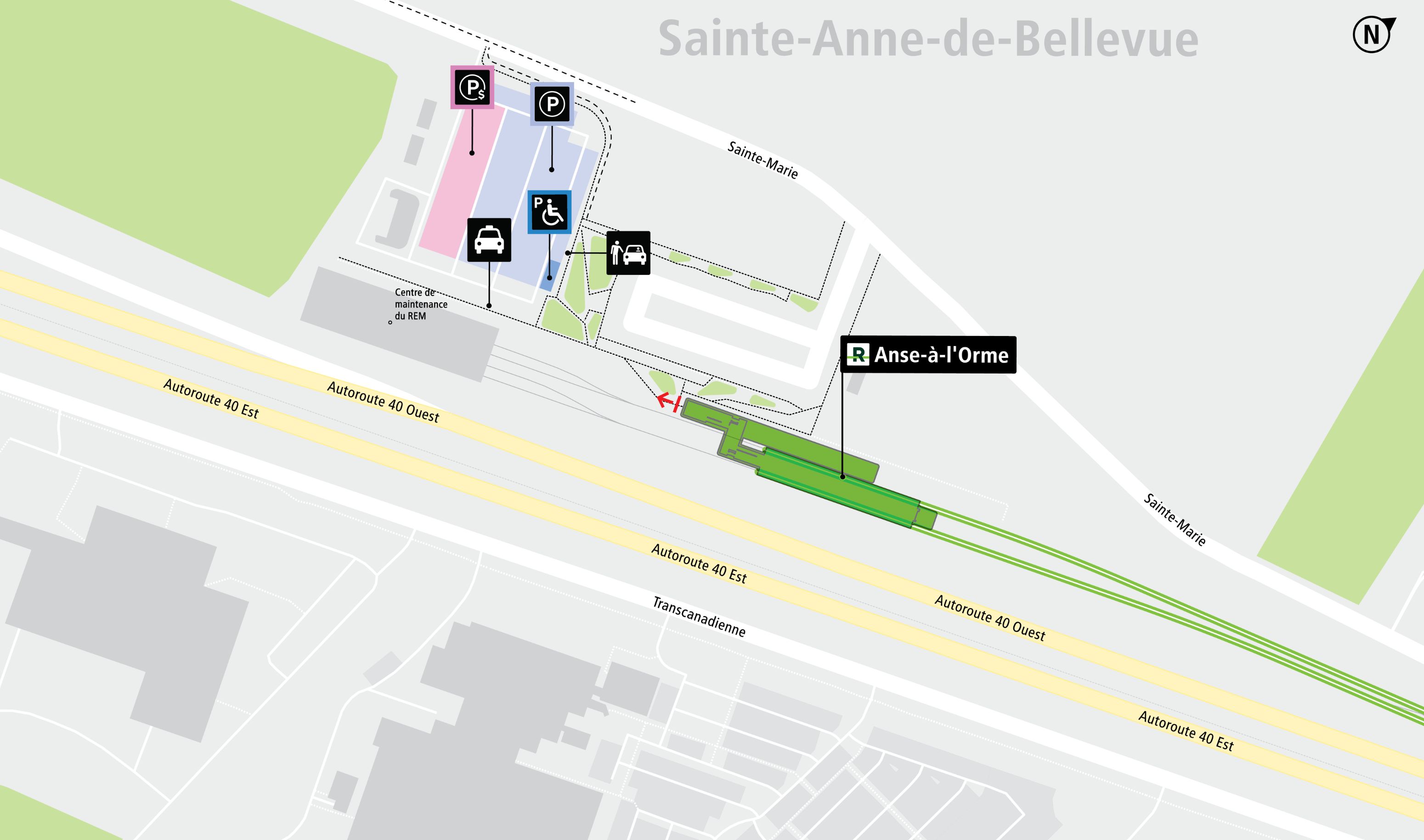 Anse-à-l'Orme station access map by car