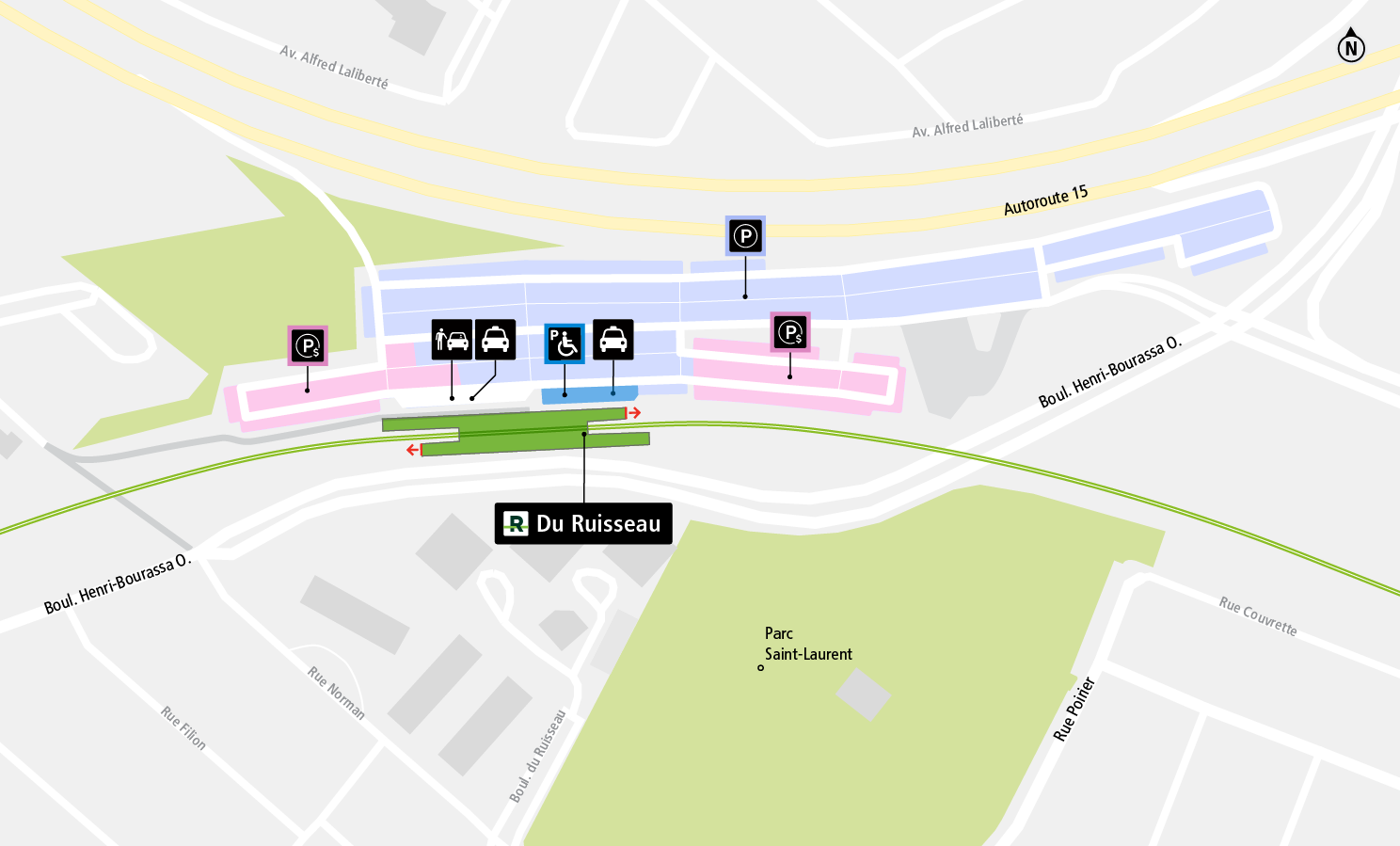 Carte d'accès station Du Ruisseau en auto