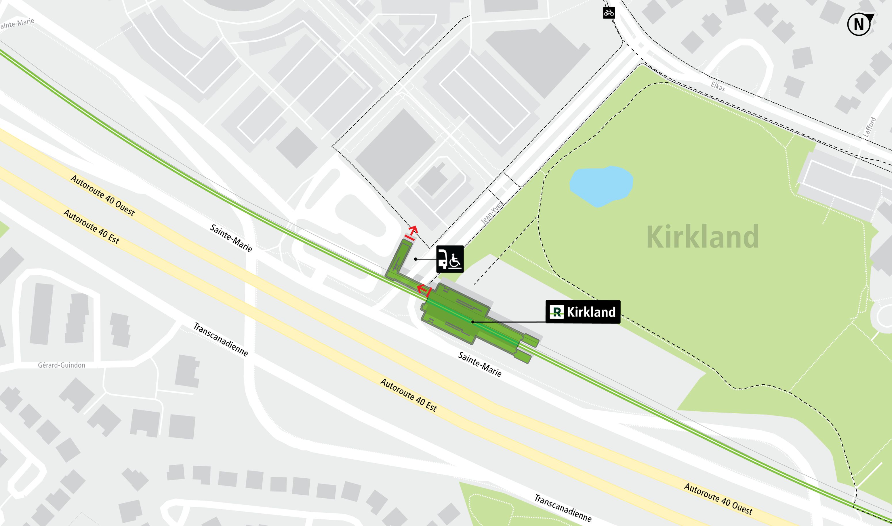 Kirkland station access map by paratransit