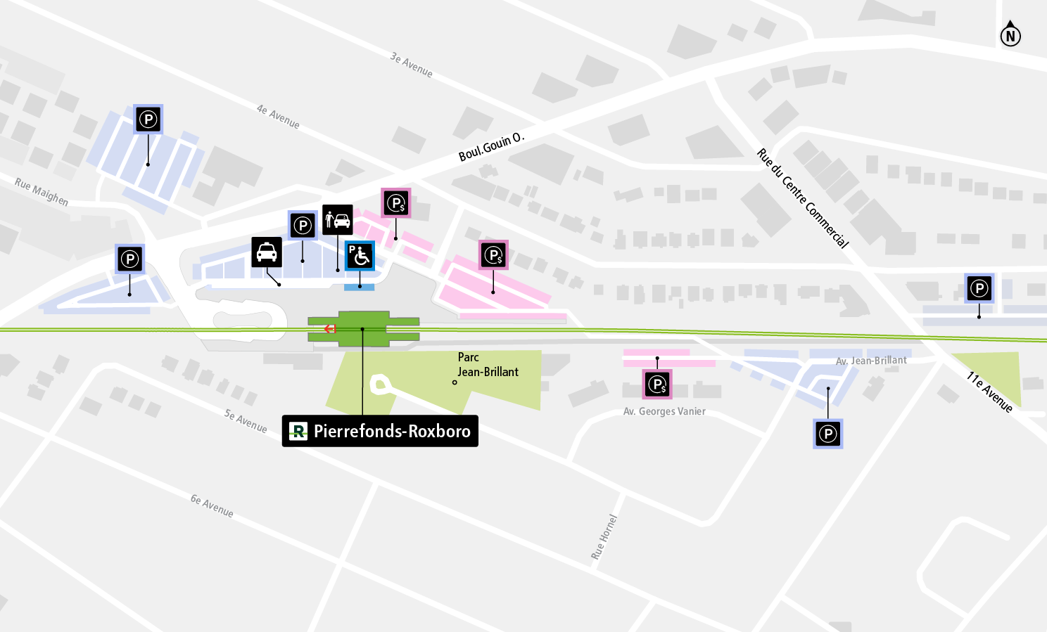 Carte d'accès station Pierrefonds-Roxboro en auto