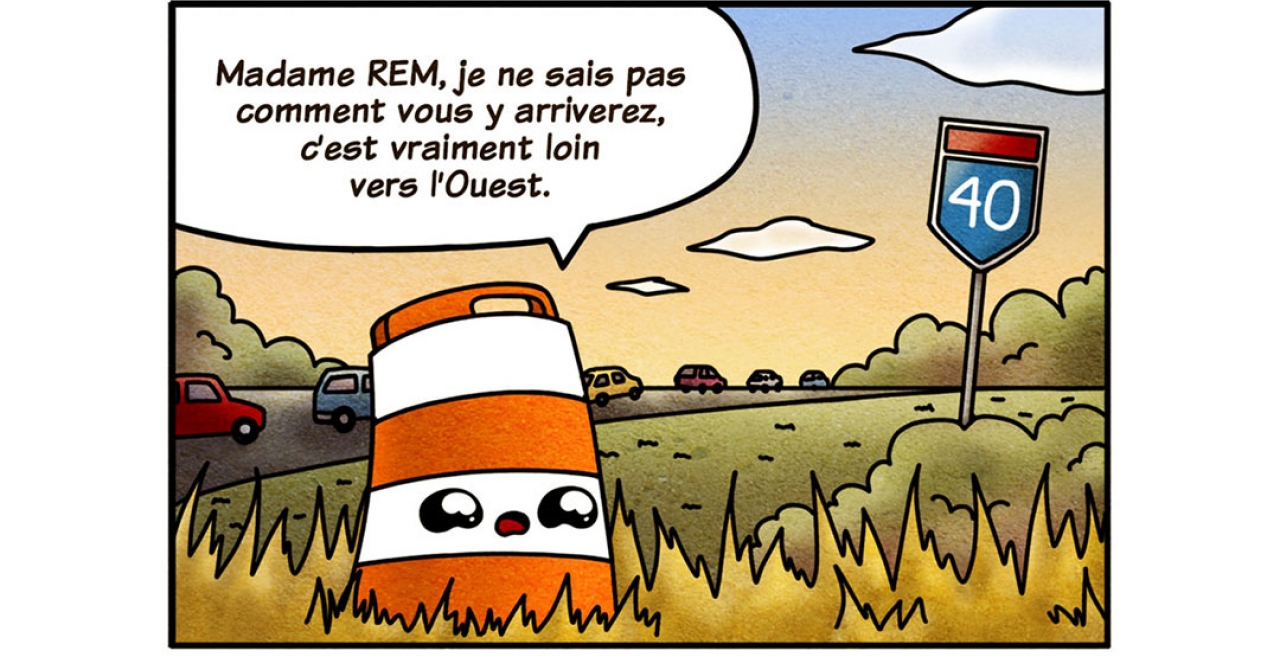 (In French) The adventures of the orange cone Ponto to meet Anne and Marie.