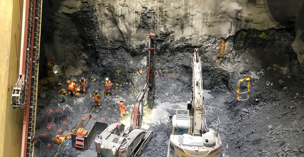 Octobre 2019 : Fin de l’excavation du puits d’accès à la station. 