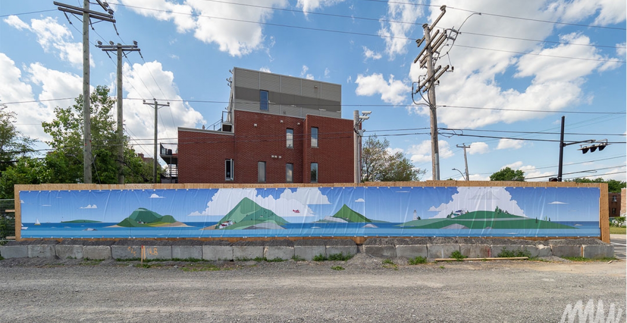 Lucas Saenger's work on the construction fence on O'Brien Blvd.