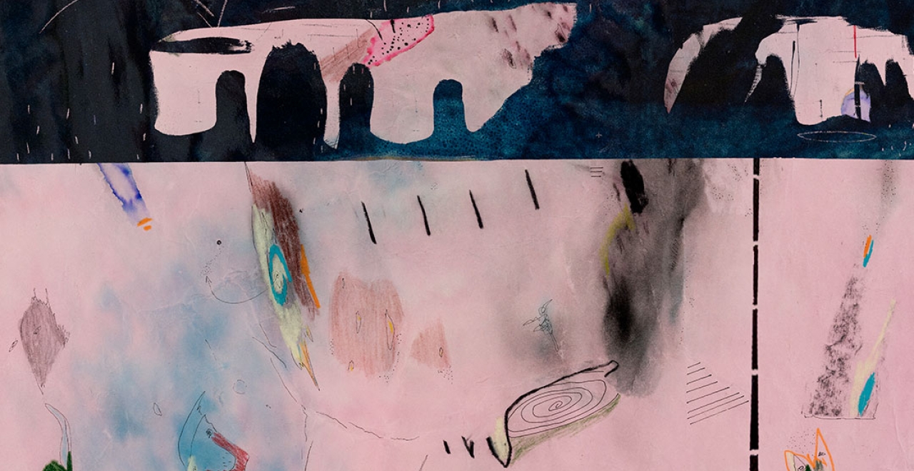 Le Mont habité, a work composed of five mosaic panels, by Manuel Mathieu.