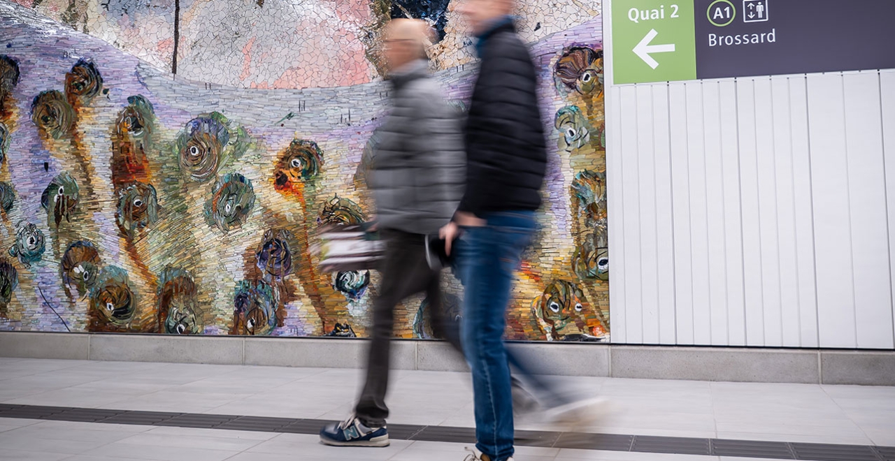  Le Mont habité, a series of five mosaics by Manuel Mathieu.