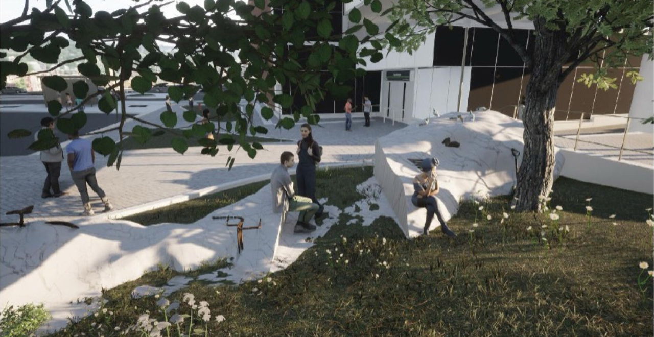 Mars is a 15-metre-long white marble sculpture.