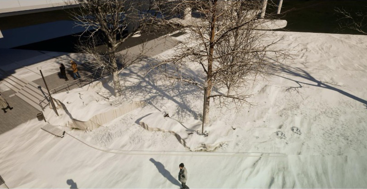 Mars is a 15-metre-long white marble sculpture.