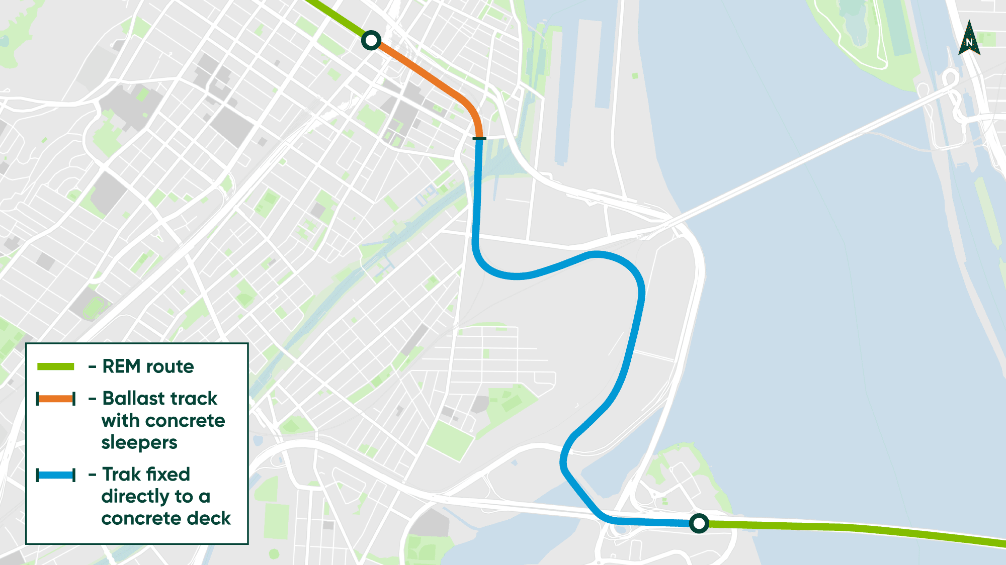 Map of the two track types